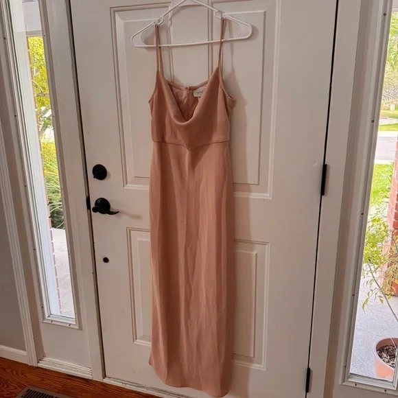 NWT BHLDN Cali Satin Charmeuse Midi Dress in "Oyster" Size 6 - Picture 13 of 13